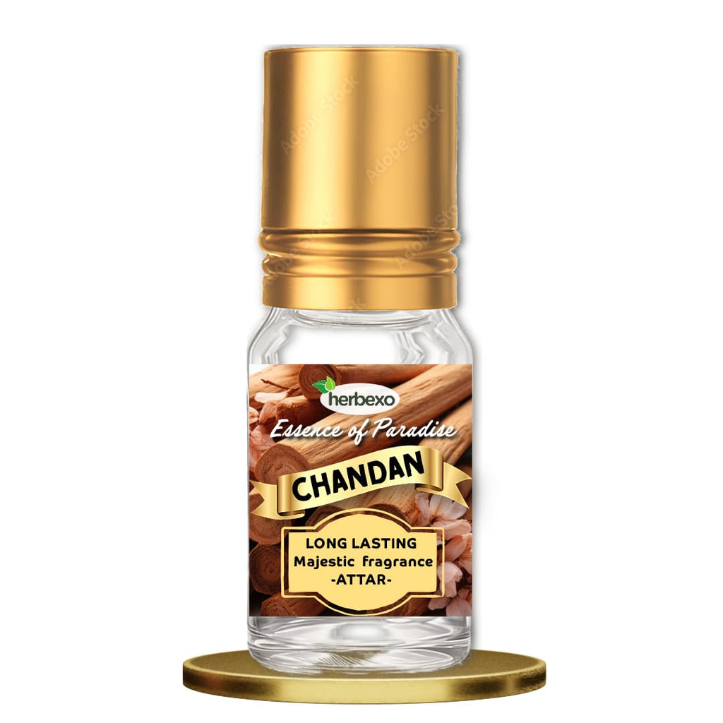 Herbexo Pure Sandalwood Attar | Natural Chandan Ittar for Pooja & Personal Use | Alcohol-Free, Long-Lasting Woody Fragrance | Skin-Friendly Perfume Oil
