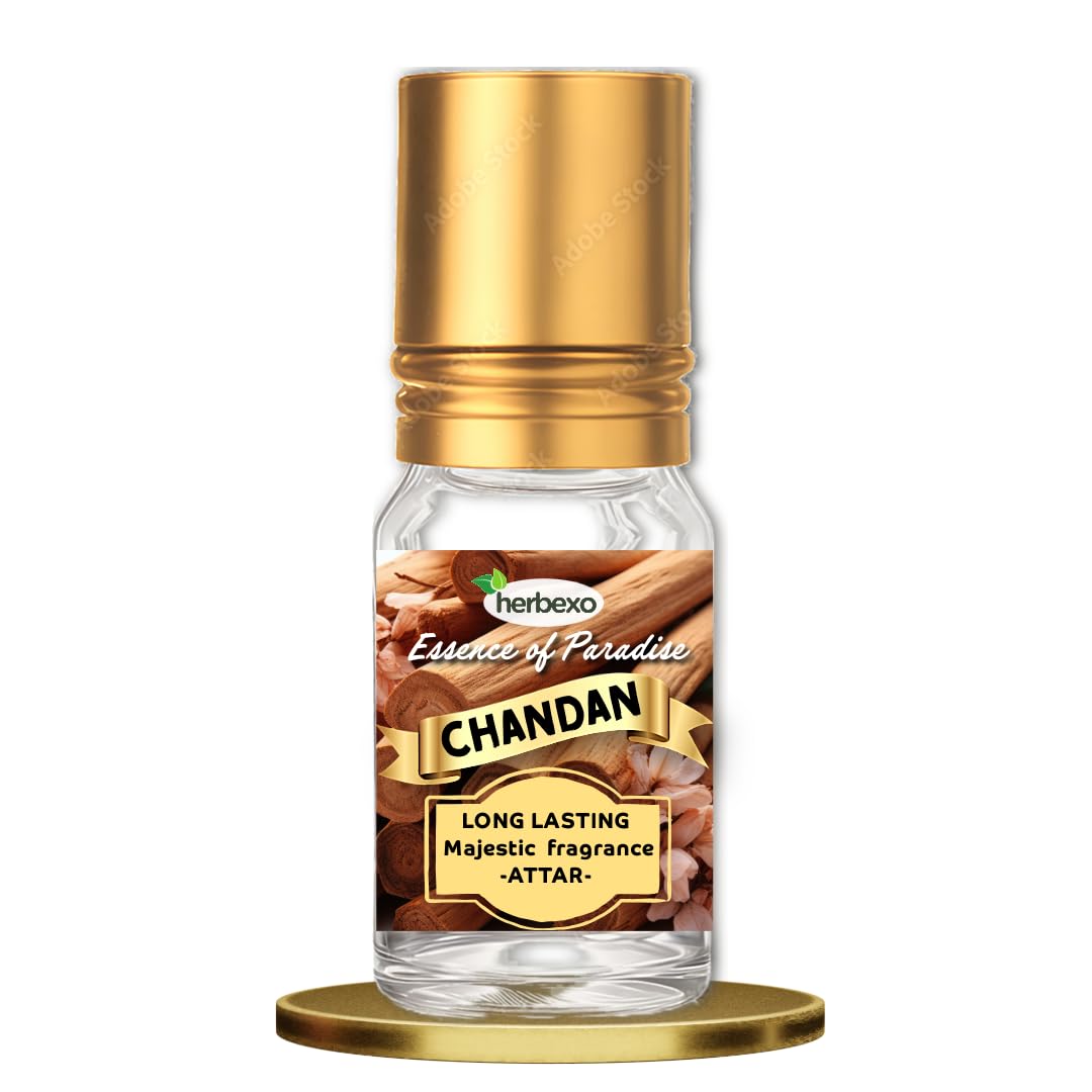 Herbexo Pure Sandalwood Attar | Natural Chandan Ittar for Pooja & Personal Use | Alcohol-Free, Long-Lasting Woody Fragrance | Skin-Friendly Perfume Oil
