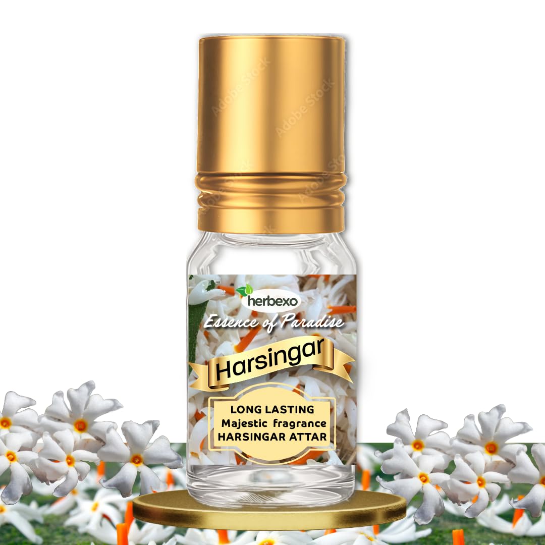 Herbexo Harsingar Attar Natural Harsingar Attar for Pooja, Harsingar Flower Essence, Alcohol-Free, Pure Fragrance
