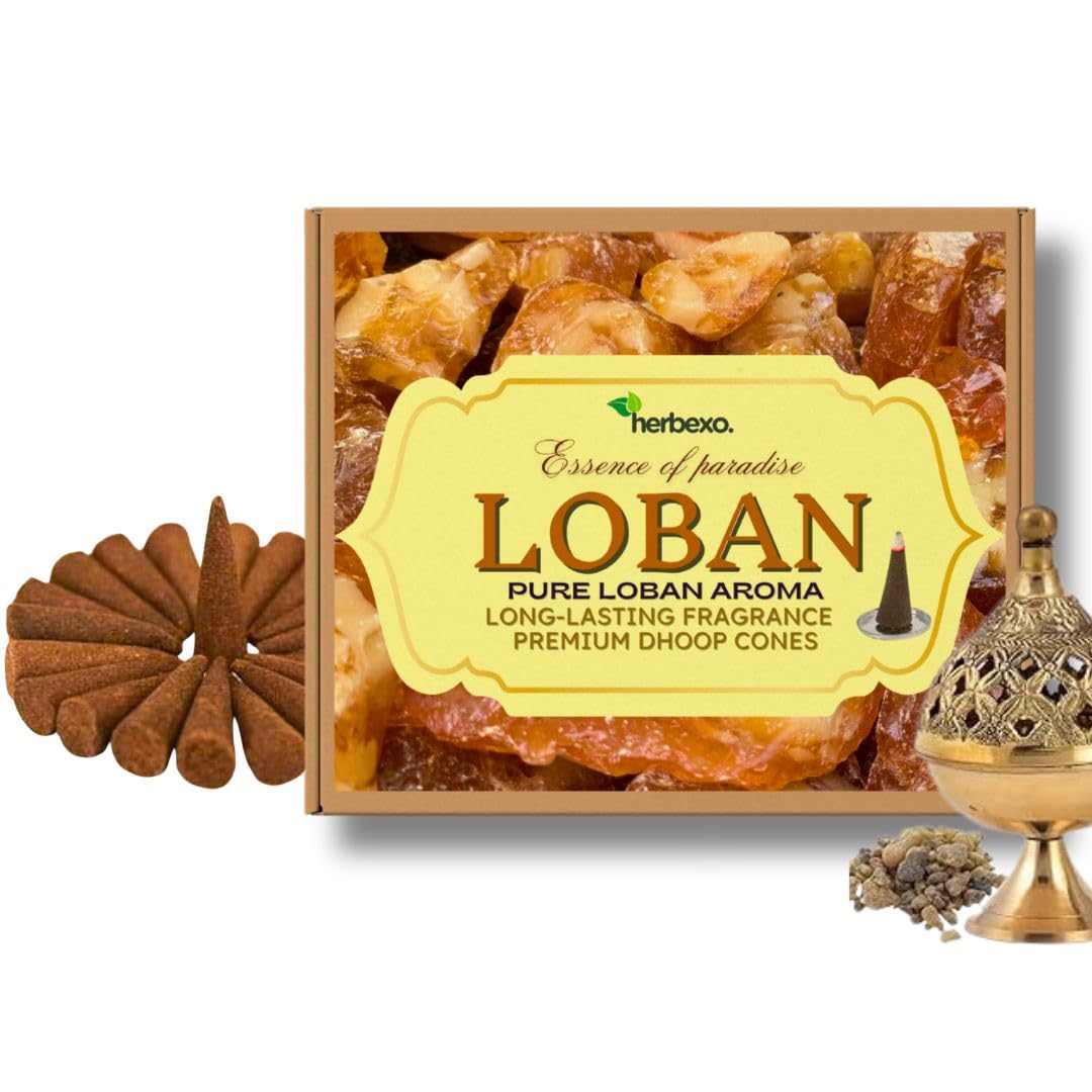 Loban Herbal Dhoop Cones for Spiritual Cleansing & Positivity – Traditional Resin Fragrance for Pooja, Meditation & Aura Purification – Low Smoke, Charcoal-Free Dhoop Cones (Loban)