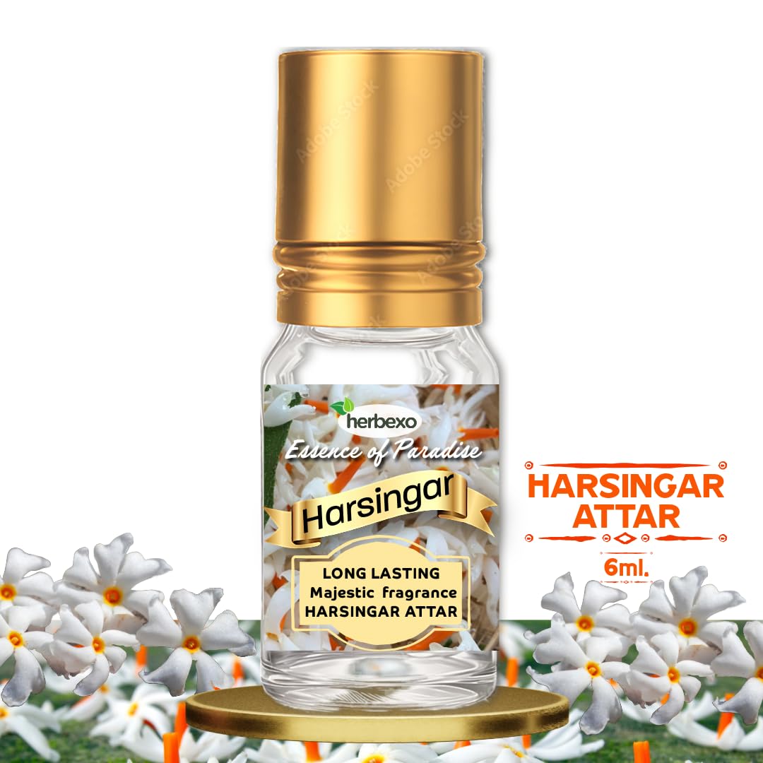 Herbexo Harsingar Attar Natural Harsingar Attar for Pooja, Harsingar Flower Essence, Alcohol-Free, Pure Fragrance