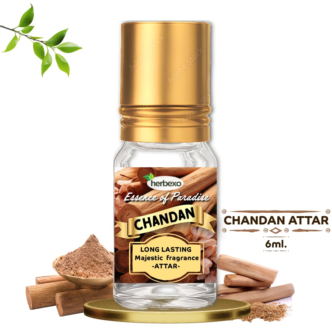 Herbexo Pure Sandalwood Attar | Natural Chandan Ittar for Pooja & Personal Use | Alcohol-Free, Long-Lasting Woody Fragrance | Skin-Friendly Perfume Oil