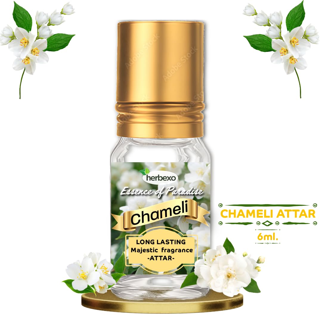 Herbexo Natural Chameli Attar for Pooja | Pure Chameli Flower Essence | Alcohol-Free, Long-Lasting Pure Fragrance