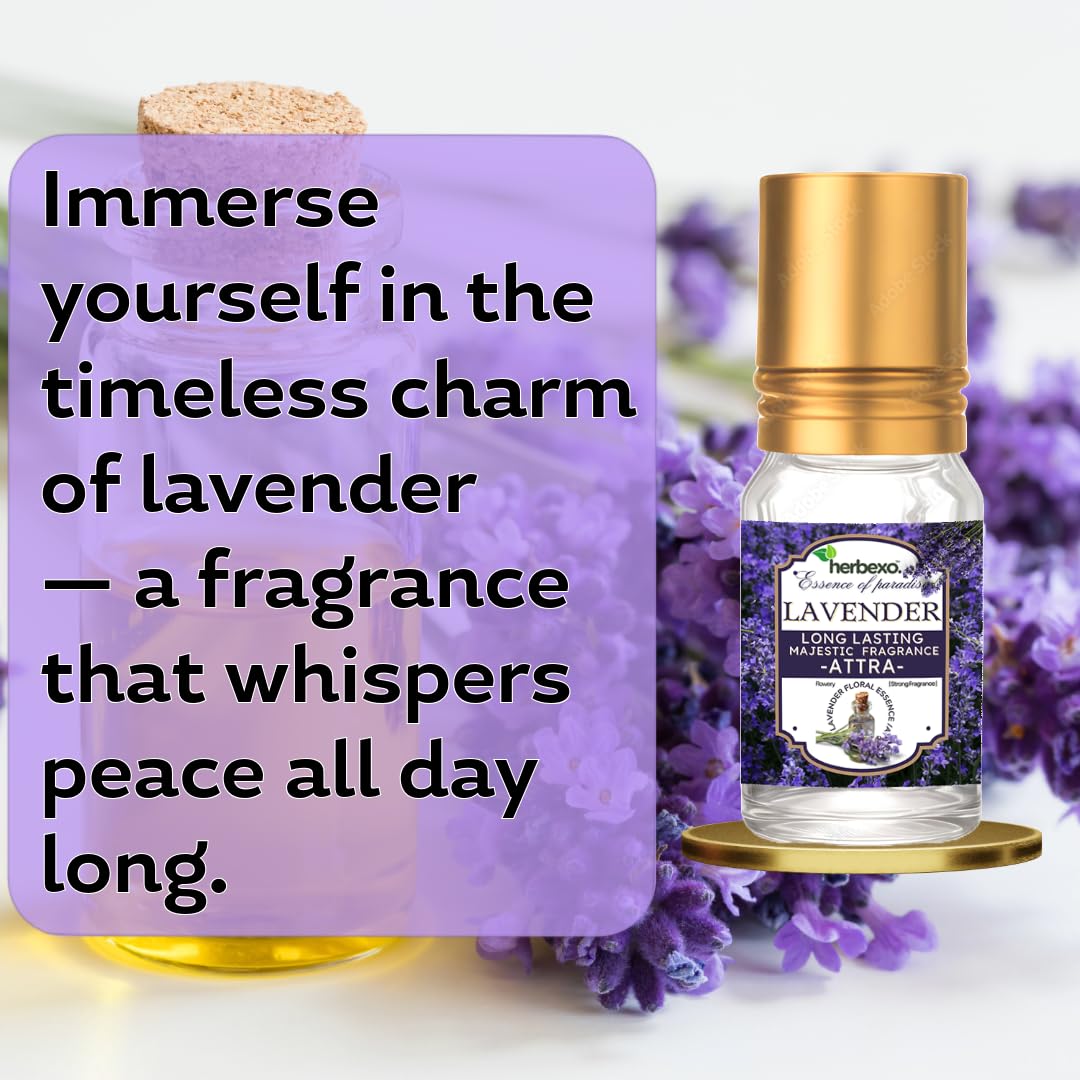 Lavender Attar 6ml | Pure Lavender Ittar Natural Itra | Long Lasting Floral Fragrance Perfume Oil for Men & Women | Alcohol Free Attar