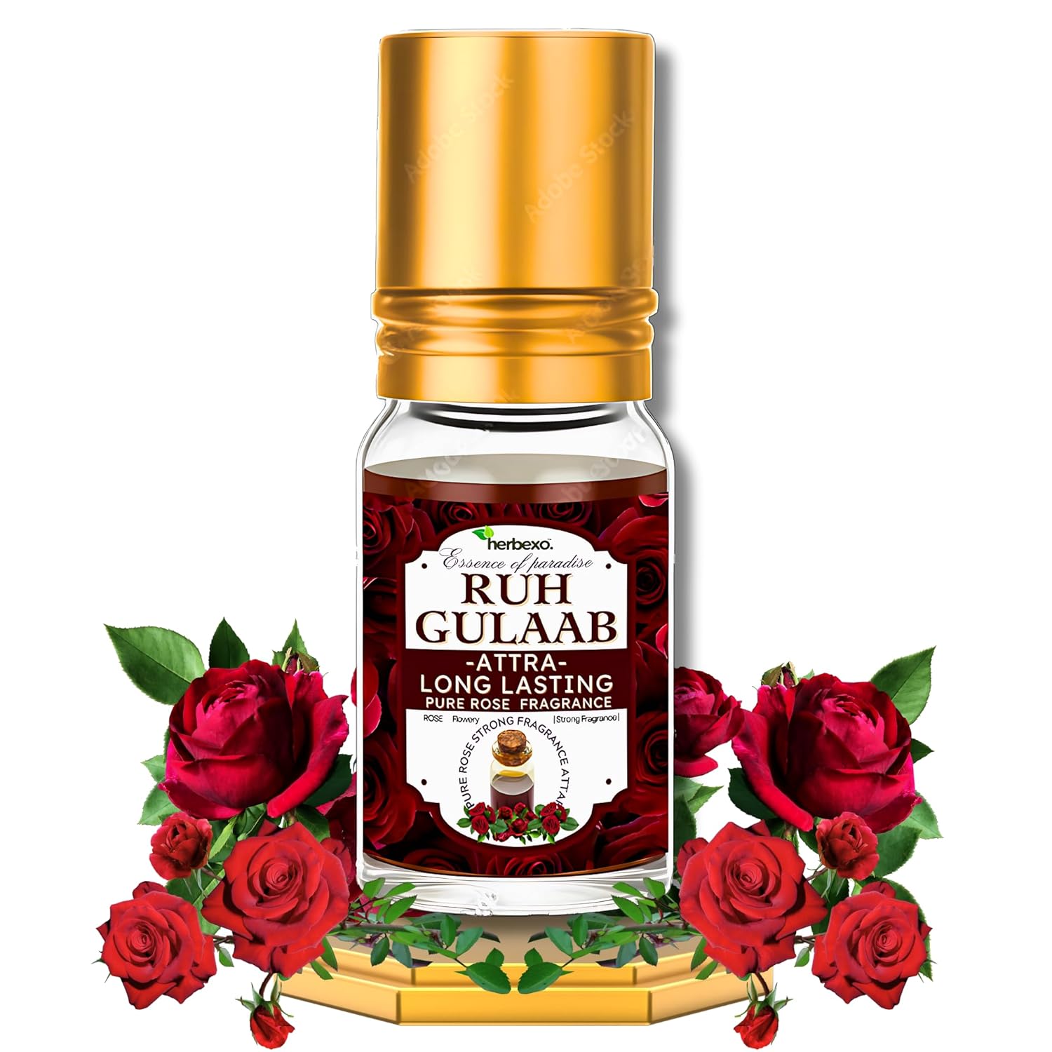 Ruh Gulaab Attar 6ml | Pure Red Rose Ittar | Long Lasting Natural Rose Perfume Oil | Alcohol-Free | Roll-On