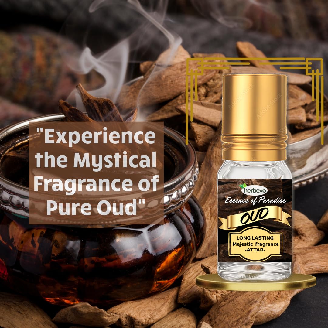 Herbexo Pure Oudh Attar | Premium Agarwood Ittar for Pooja & Personal Use | Alcohol-Free, Long-Lasting Woody Fragrance | Unisex Perfume Oil