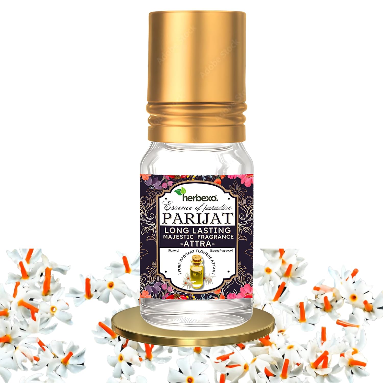 Pure Parijat Attar 6ml | Unisex Alcohol-Free Itt Perfume | Enchanting Night Jasmine Fragrance | Long Lasting Roll-On Ittar
