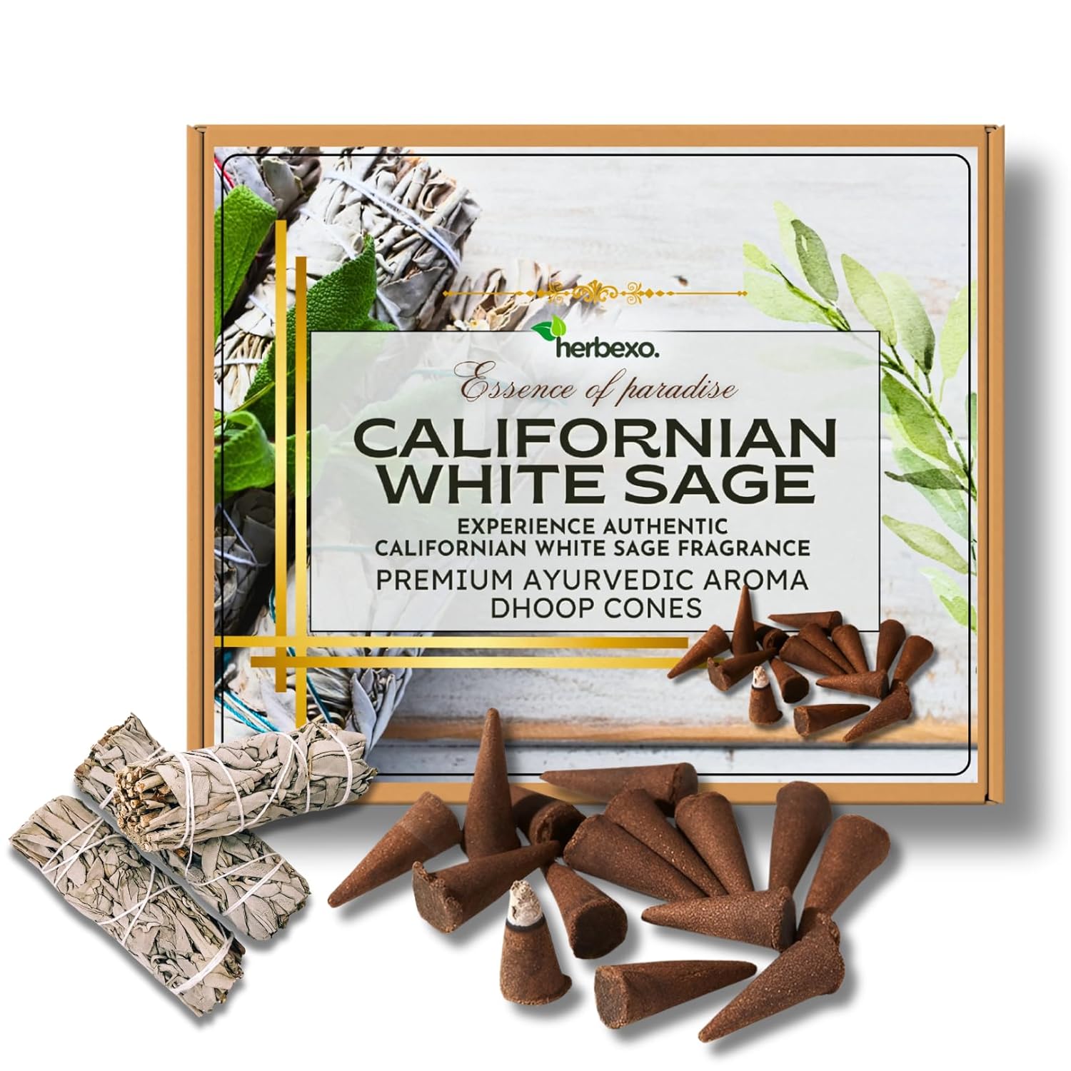 Californian White Sage Aroma Dhoop Cones - Natural Aroma for Cleansing and Purification (White Sage)