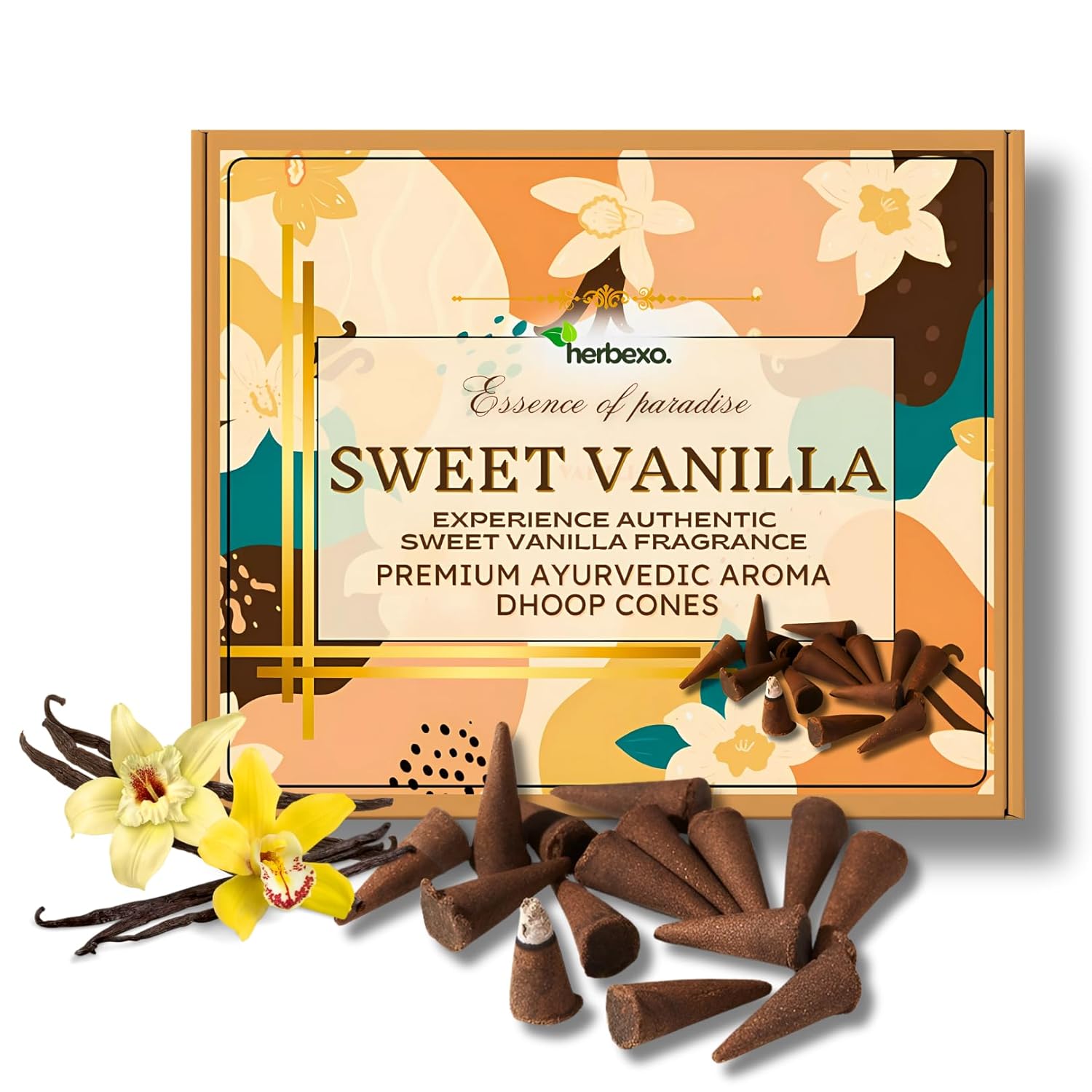 Sweet Vanilla Aroma Dhoop Cones - Natural Warm Fragrance for a Comforting Aroma (Vanilla)