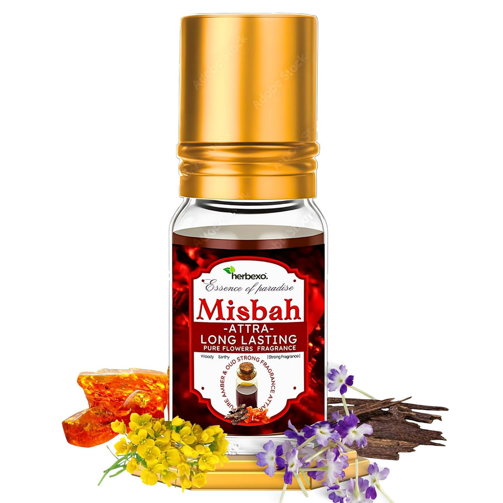 Misbah Attar | Spiritual & Pure Long Lasting Ittar | Subtle Floral Woody Fragrance | Alcohol-Free Natural Perfume Oil | 6ml