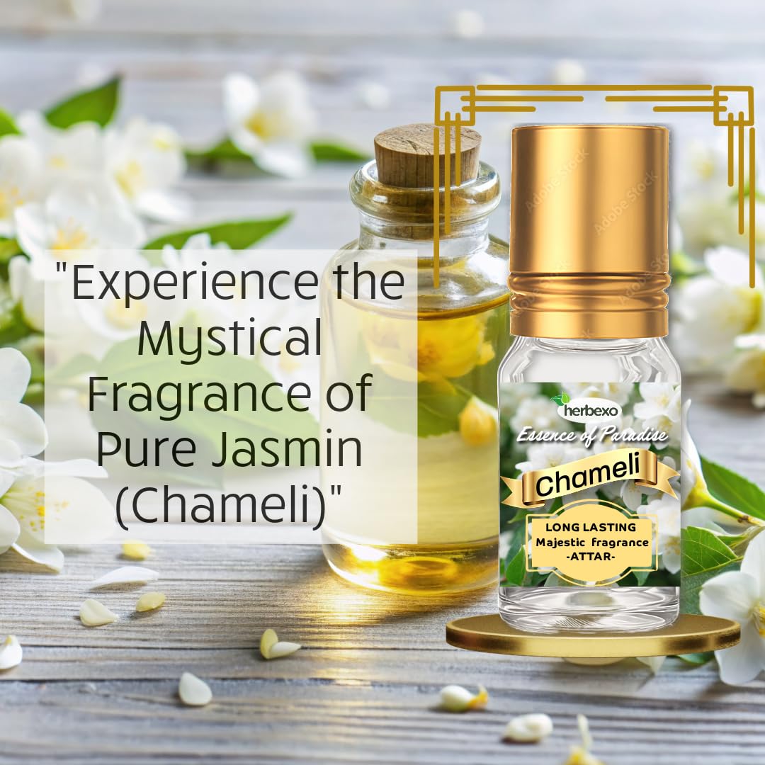 Herbexo Natural Chameli Attar for Pooja | Pure Chameli Flower Essence | Alcohol-Free, Long-Lasting Pure Fragrance