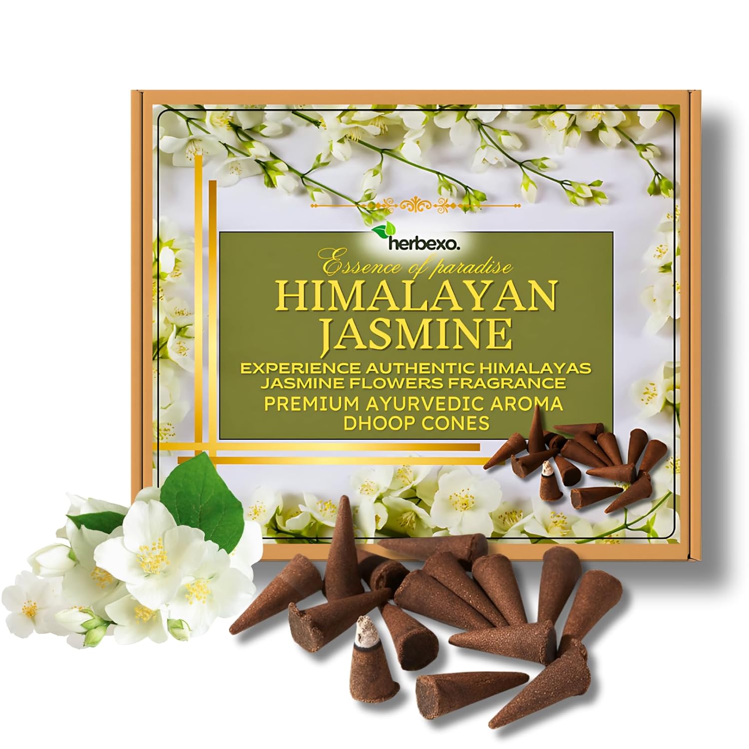 Pure Himalayan Jasmine Aroma Dhoop Cones - Natural Flower Fragrance for Serene Atmosphere (Jasmine)