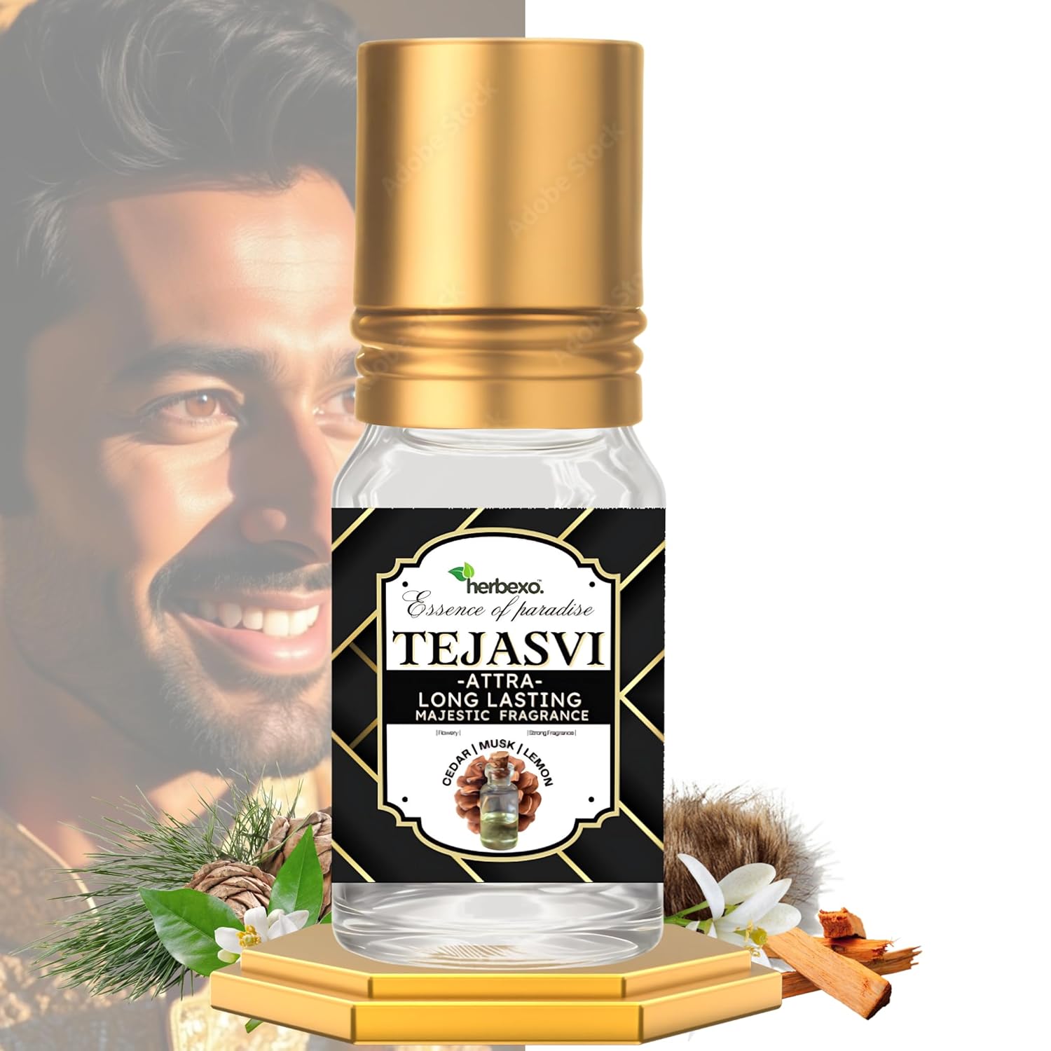 Tejasvi Attar for Men | Radiant Herbal Fragrance | Long-Lasting Alcohol-Free Perfume Oil | Natural Masculine Aroma | 6ml