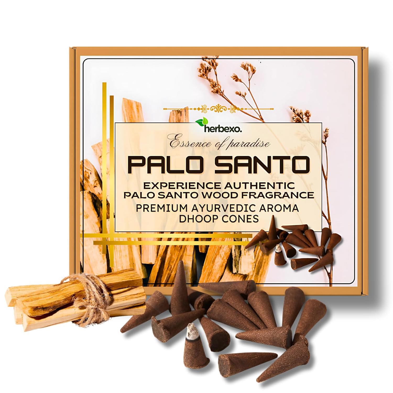 Palo Santo Aroma Premium Dhoop Cones - Natural Holy Wood Aroma for Clearing Negativity (Palo Santo)