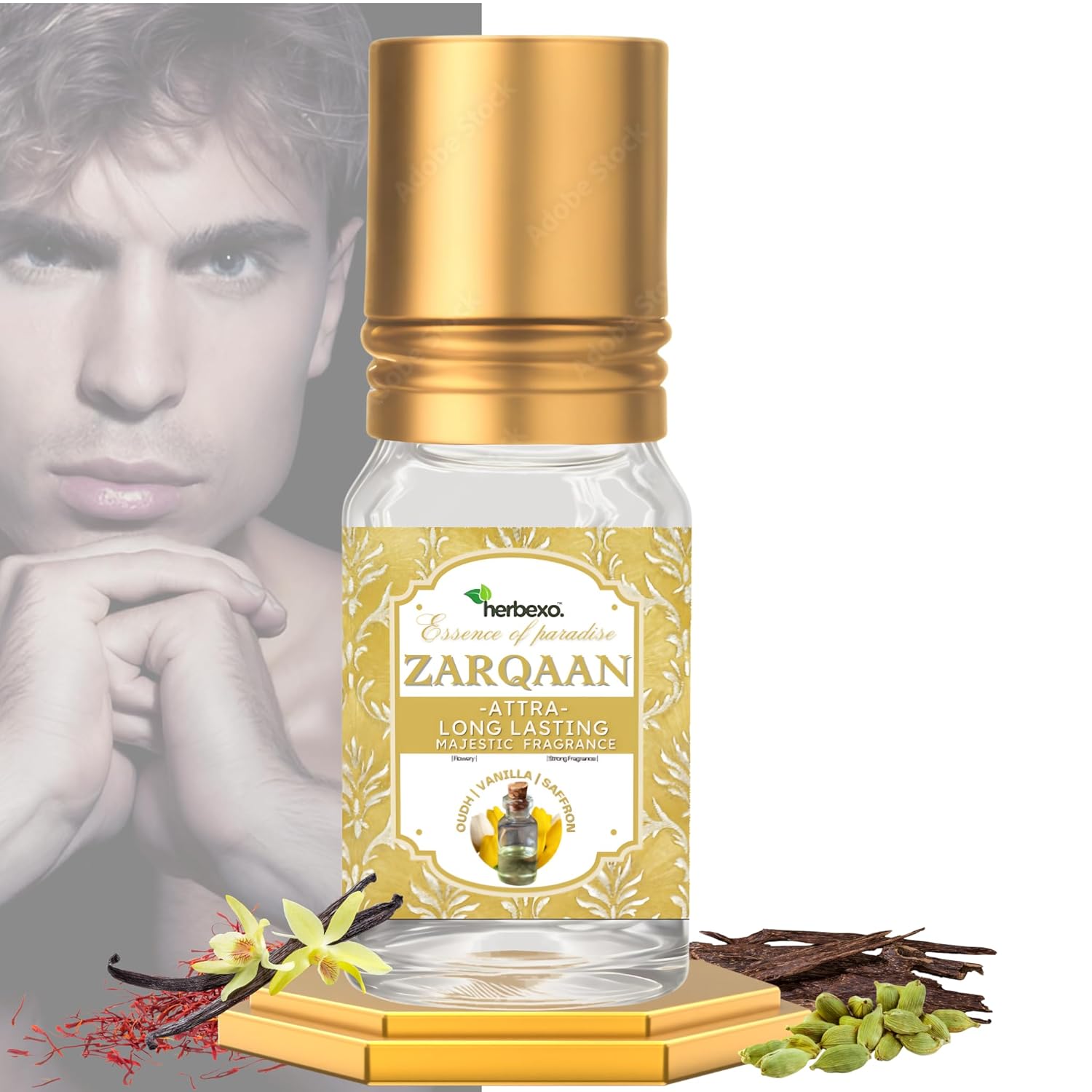 Zarqaan Attar for Men – Long Lasting Pure Attar Perfume – 100% Natural, Alcohol-Free, Exotic Oriental Woody Musk Fragrance – Roll On Bottle – 6ml