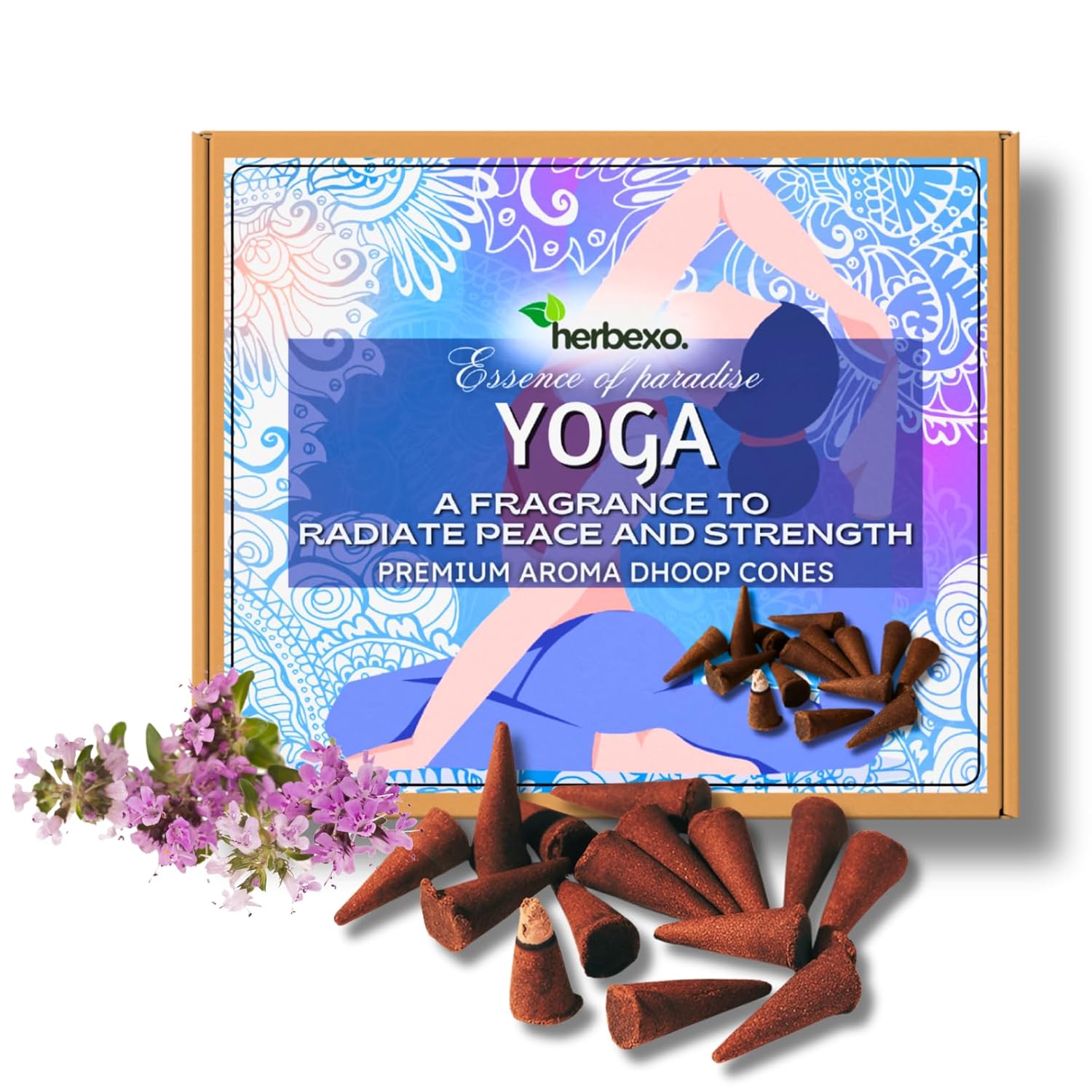 Yoga Herbal Dhoop Cones for Inner Balance & Calm – Natural Fragrance of Herbs & Flowers – Low Smoke, Charcoal-Free Herbal Dhoop Cones for Yoga, Meditation & Daily Pooja (Yoga)