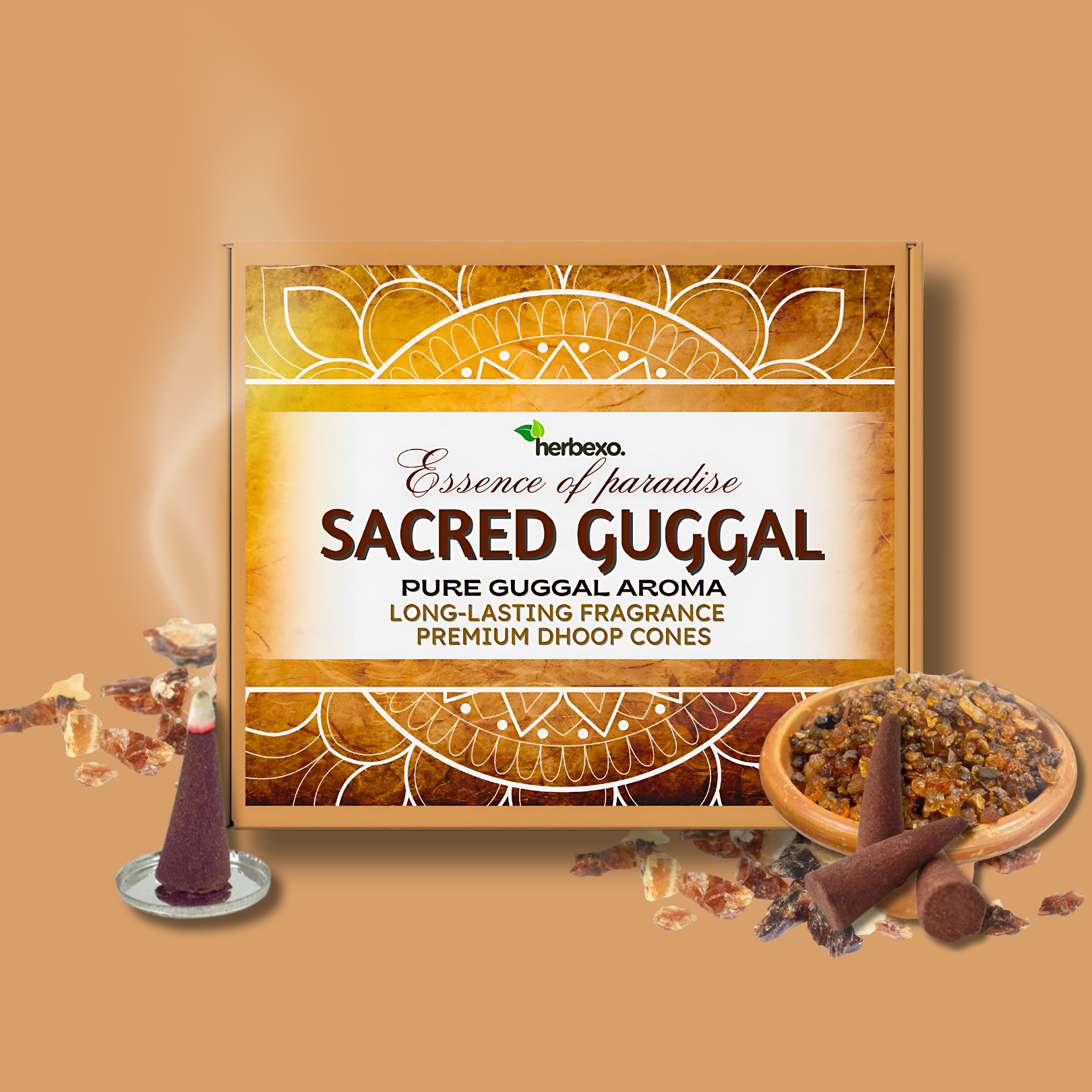 Herbal Dhoop Cones (Sandalwood, Guggal, Oud) | Charcoal-Free, Low Smoke, Non-Toxic | Long-Lasting Pure Fragrance for Pooja, Meditation & Home (Sandalwood, Oud, Guggal)