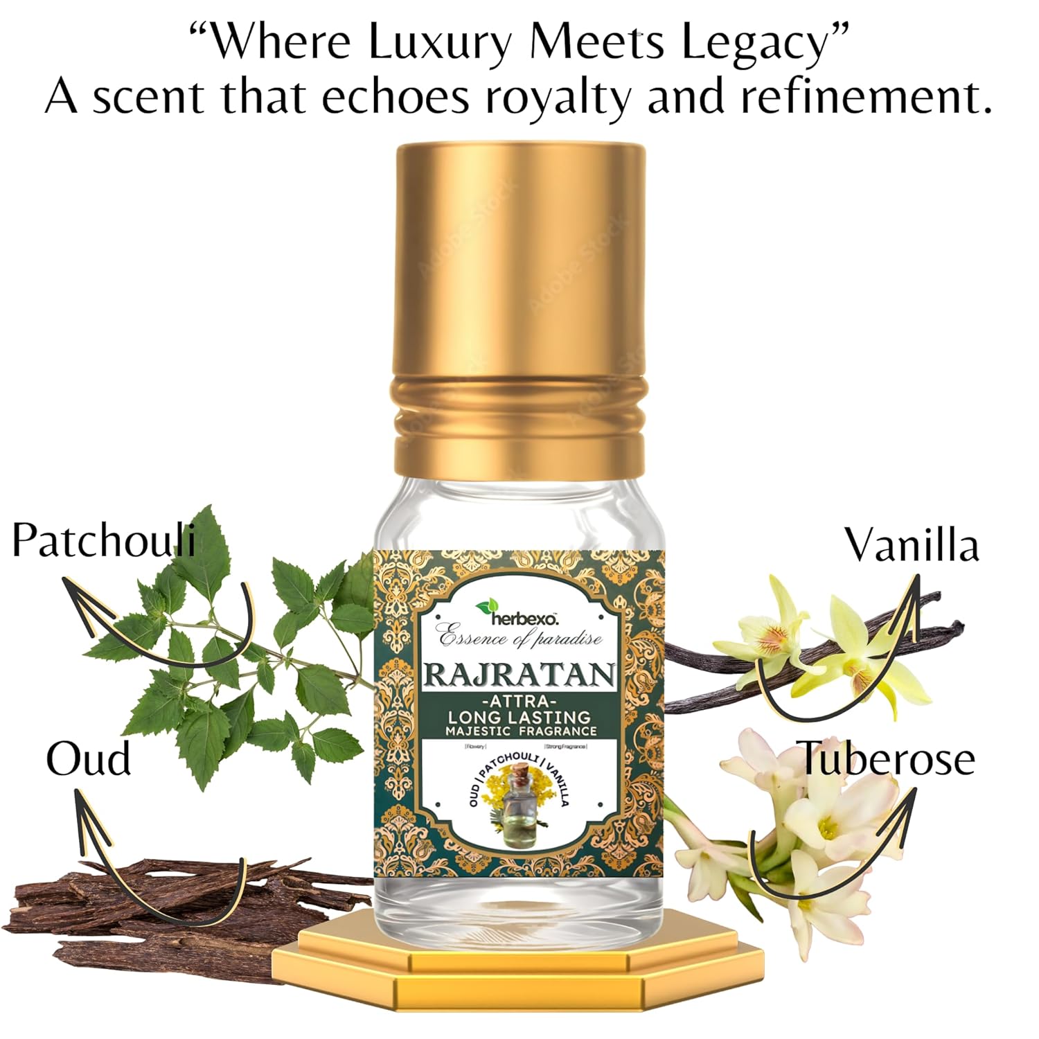 Rajratan Attar – Premium Oudh & Saffron Attar | Bold, Long Lasting Alcohol-Free Perfume for Men | 6ml