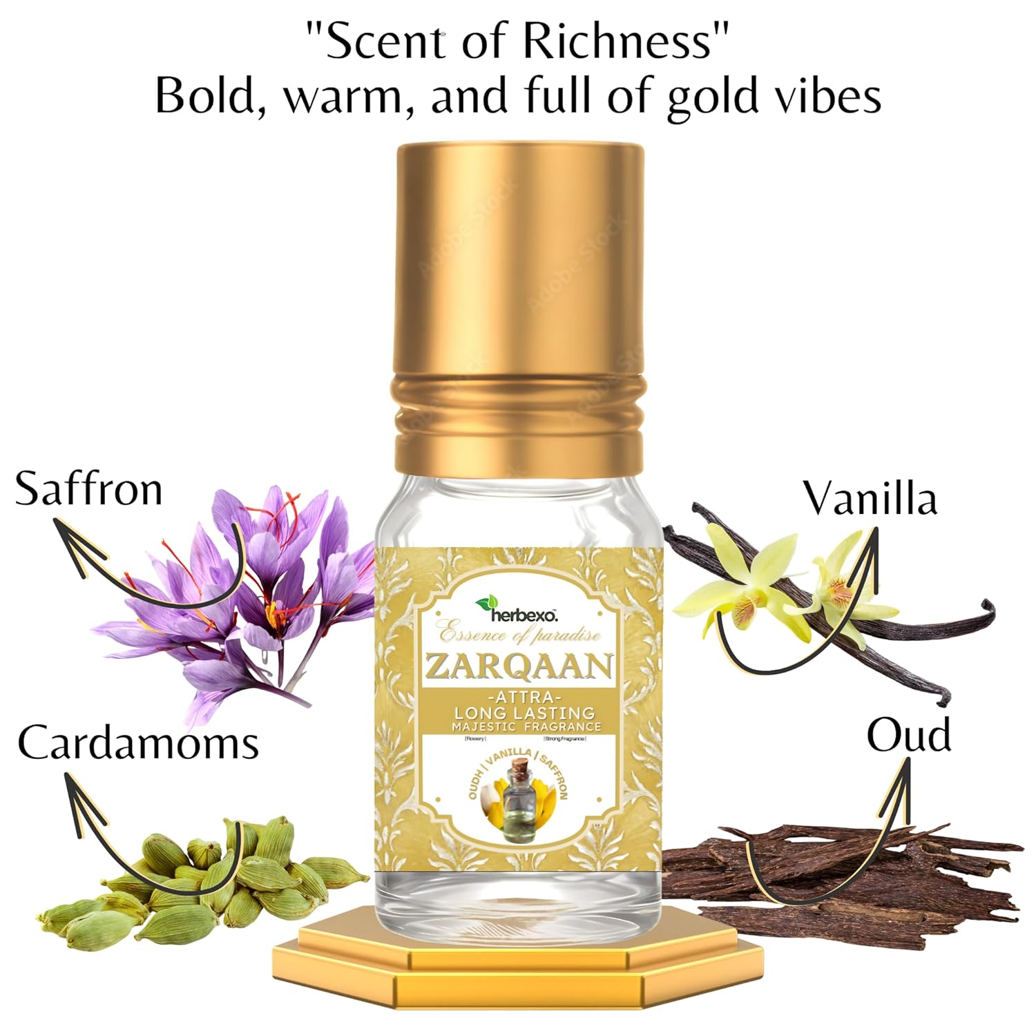 Zarqaan Attar for Men – Long Lasting Pure Attar Perfume – 100% Natural, Alcohol-Free, Exotic Oriental Woody Musk Fragrance – Roll On Bottle – 6ml