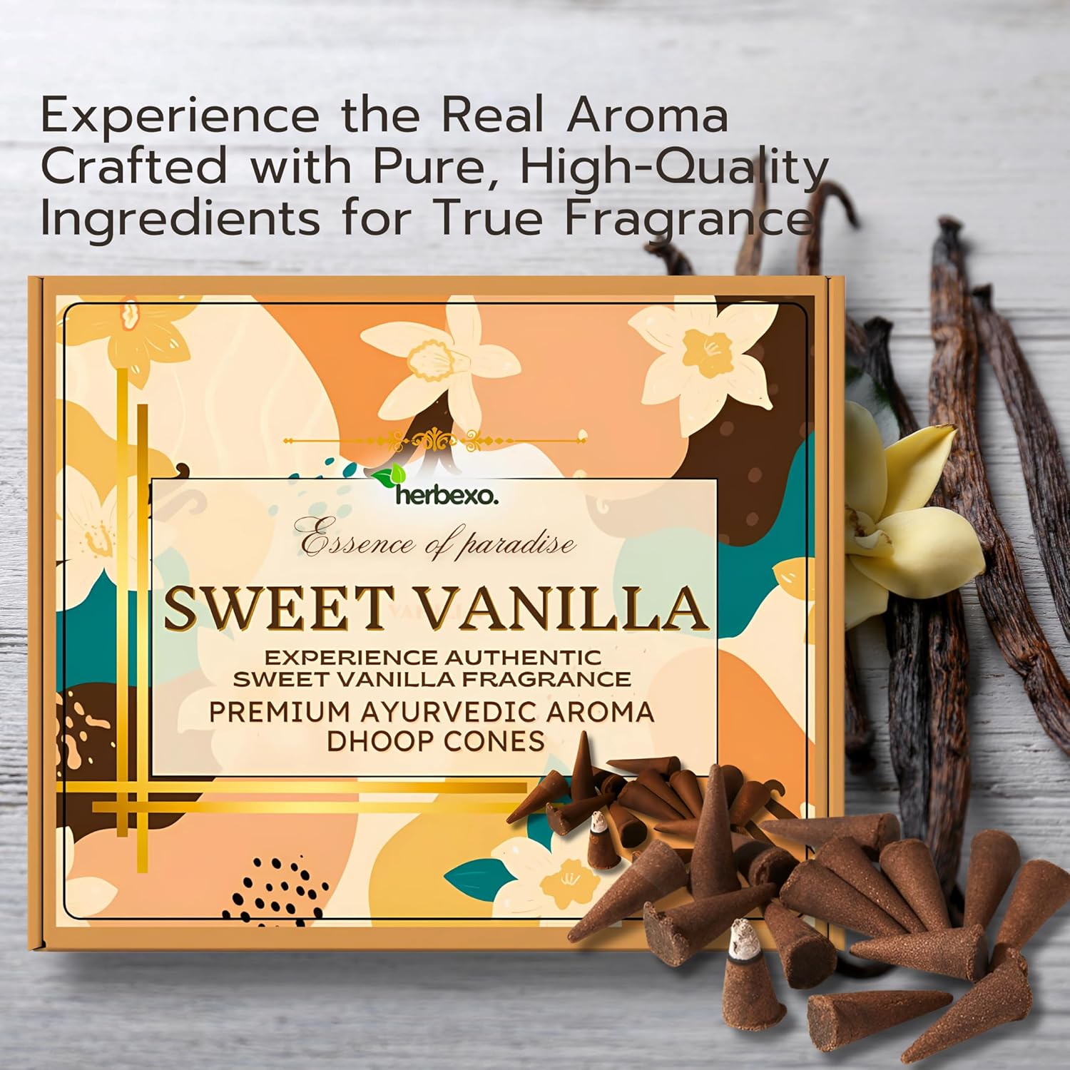 Sweet Vanilla Aroma Dhoop Cones - Natural Warm Fragrance for a Comforting Aroma (Vanilla)