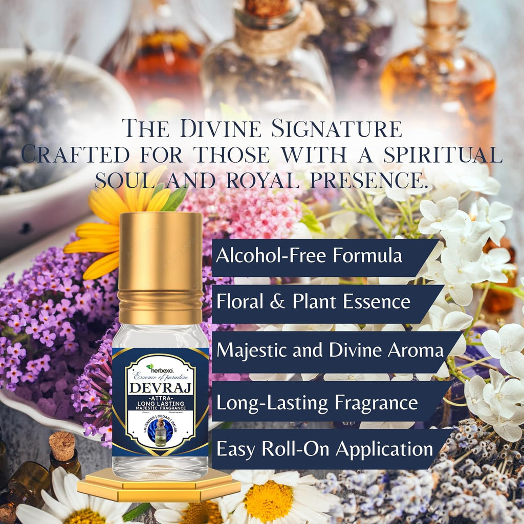 Devraj Attar for Men | Divine Royal Scent | Long-Lasting Herbal Attar | Alcohol-Free Perfume Oil | 6ml Roll-On