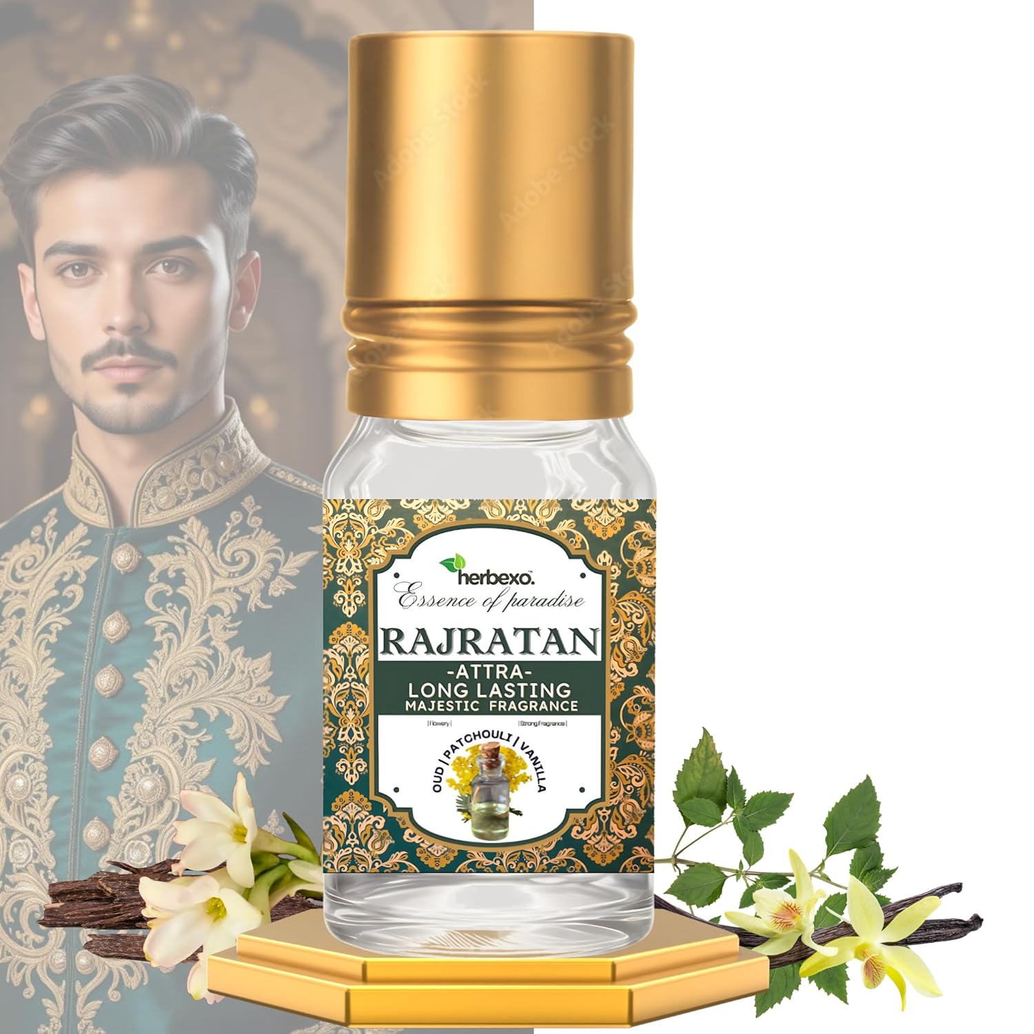 Rajratan Attar – Premium Oudh & Saffron Attar | Bold, Long Lasting Alcohol-Free Perfume for Men | 6ml