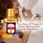 Misbah Attar | Spiritual & Pure Long Lasting Ittar | Subtle Floral Woody Fragrance | Alcohol-Free Natural Perfume Oil | 6ml