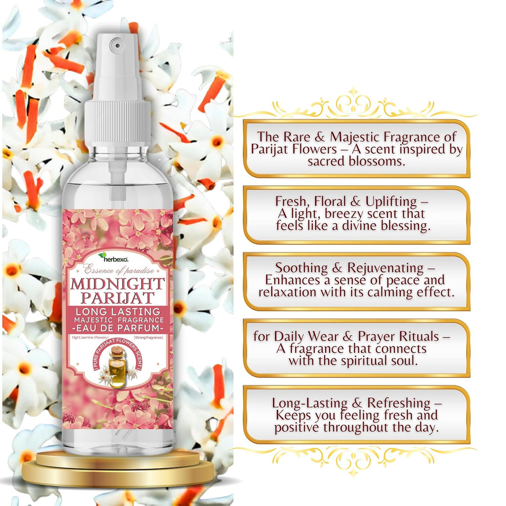 Midnight Parijat Eau de Parfum | Deep Night-Blooming Jasmine EDP | Long Lasting Floral Perfume Spray