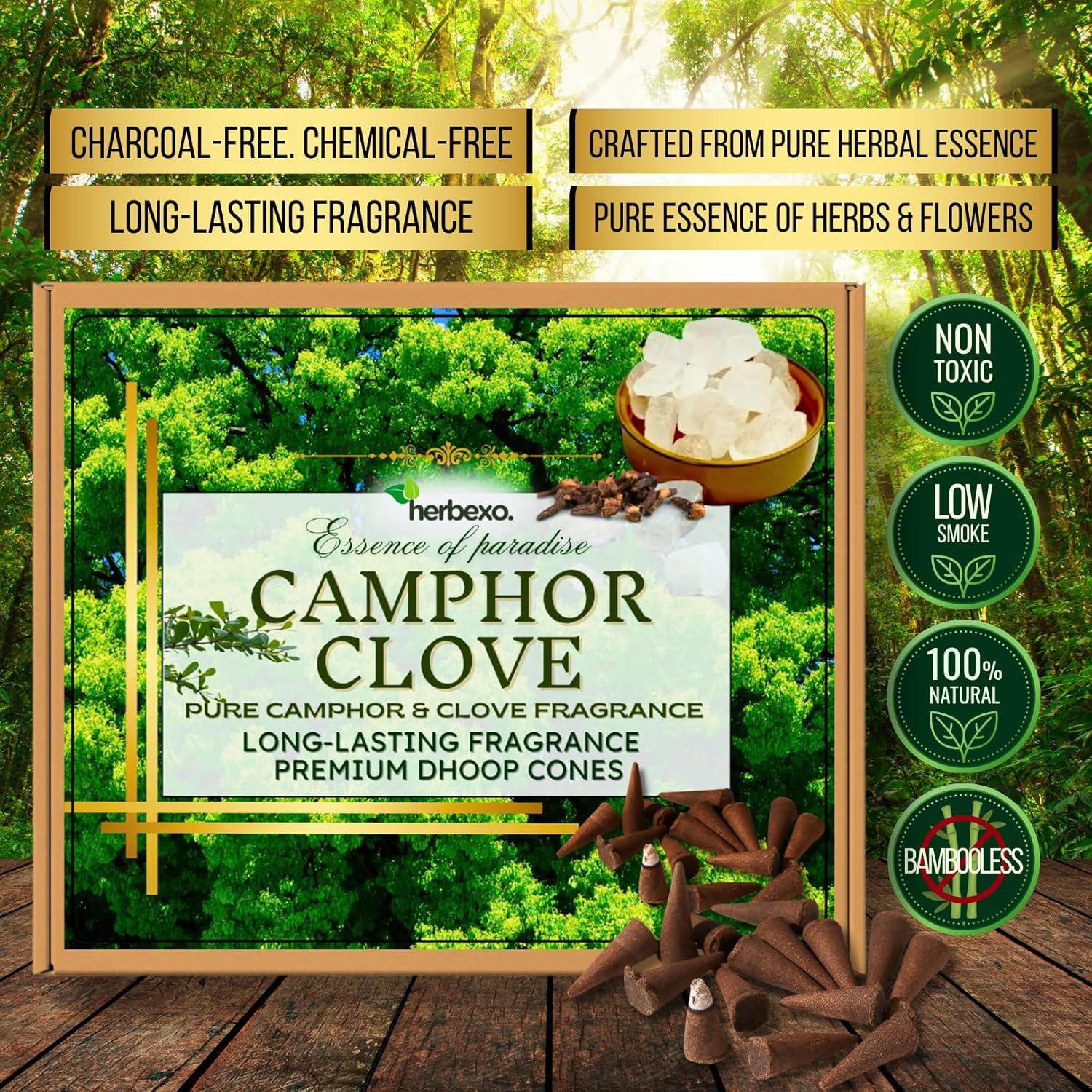 Natural Camphor & Clove Dhoop Cones for Pooja, Home Purification & Positive Energy, Long-Lasting Aroma