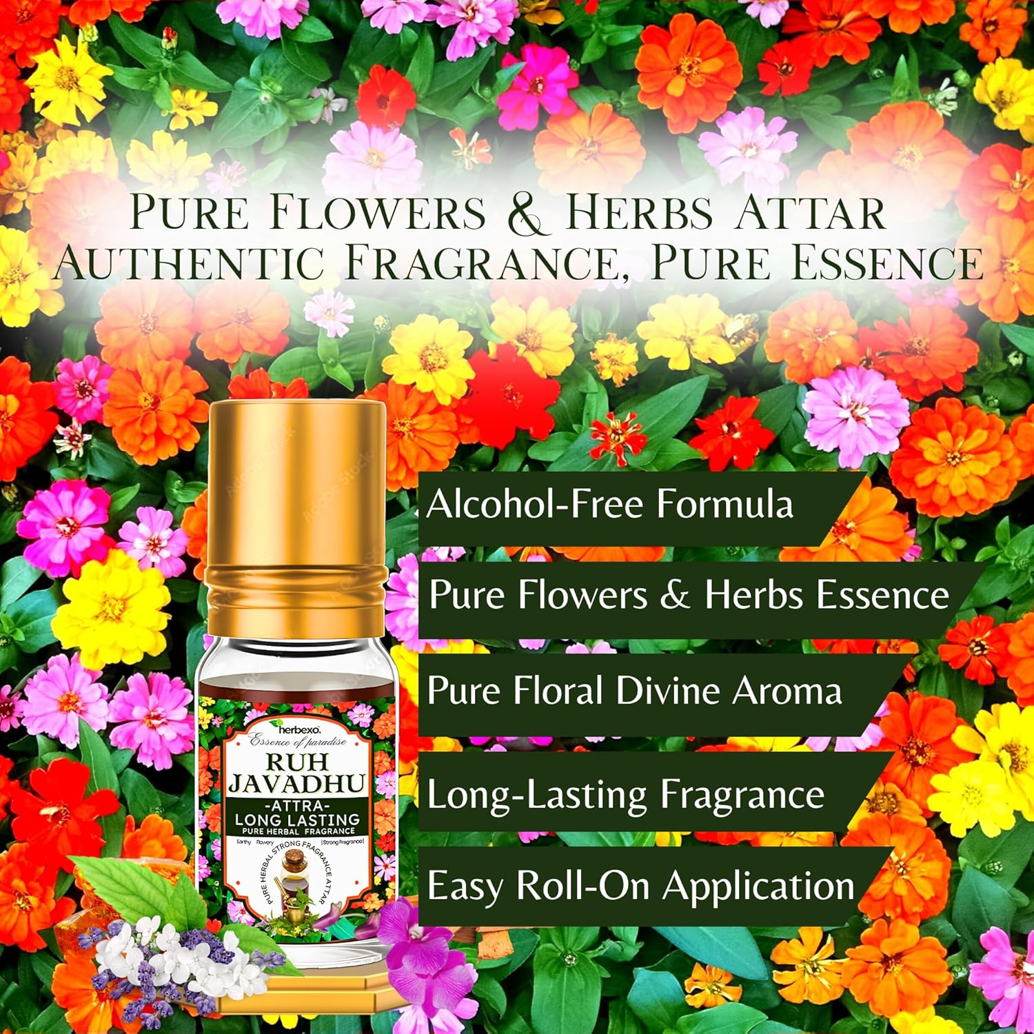 Ruh Javadhu Attar | Pure & Long Lasting Herbal Floral Ittar | Traditional Indian Fragrance | Alcohol-Free Natural Itral | 6ml Roll-On Bottle