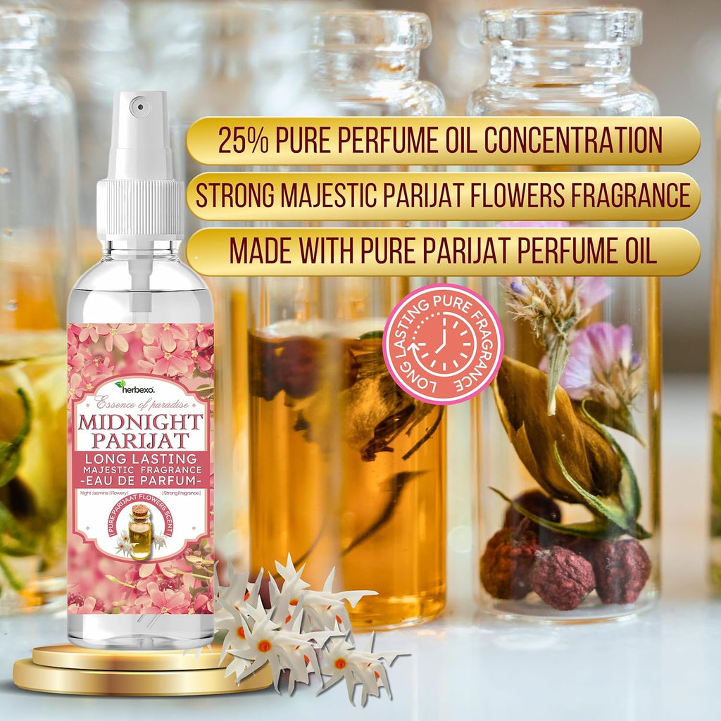 Midnight Parijat Eau de Parfum | Deep Night-Blooming Jasmine EDP | Long Lasting Floral Perfume Spray