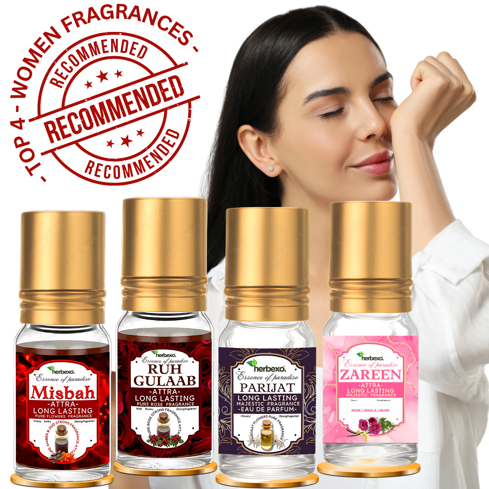 Top 4 Women Fragrances Attar (Pack of 4) Ruh Gulaab, Parijat, Misbah & Zareen
